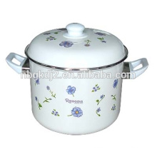 custom design enamel coating high quality stock pot with full decal and pp or bakelite knob and pp handle